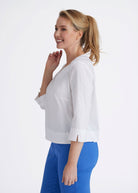Kastige Bluse BUSHAKTY mit 3/4 - Arm und V - Ausschnitt - FOX'S - Fashion