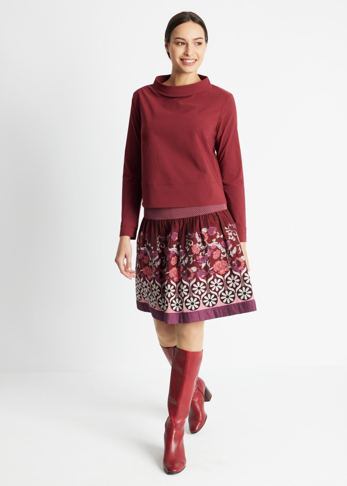 Kurzer One Size Rock LACROS-W mit Gummibund und Muster in Bordeaux
