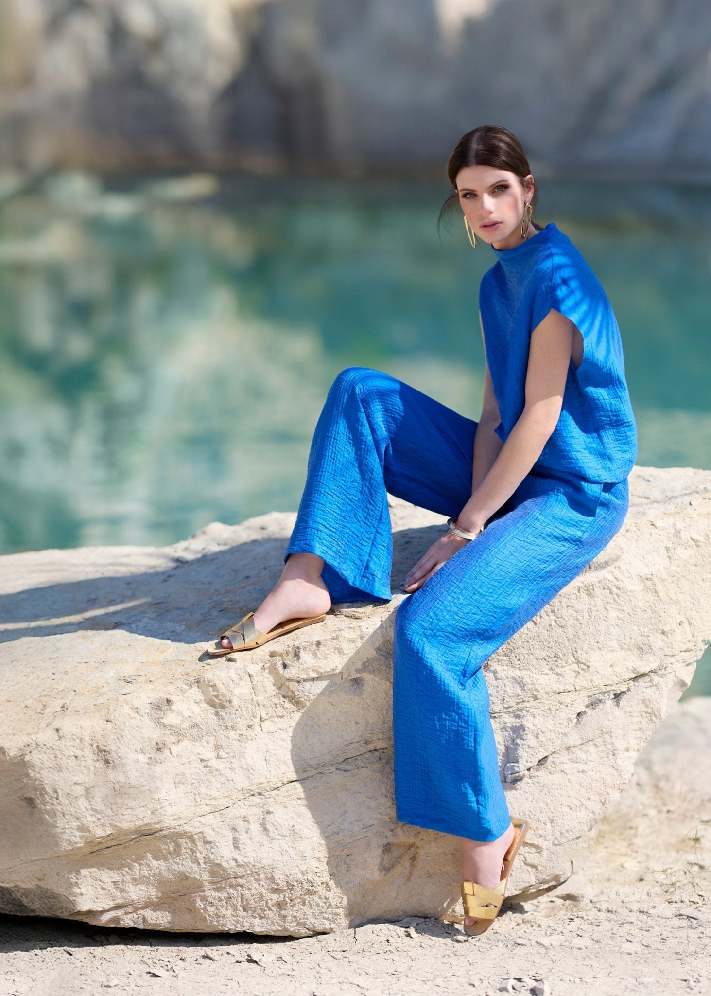 Lange Hose NAJUPI aus Viskose - Lyocell - Mix mit weitem Bein - FOX'S - Fashion