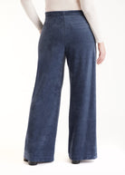Hose WACORHO aus Cord mit lockerem Bein und Eingrifftaschen in Blau