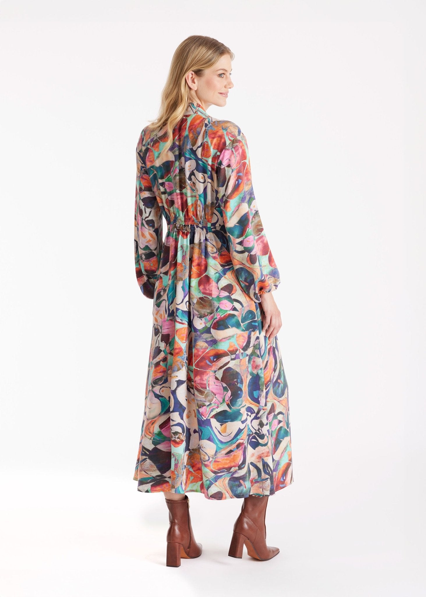 Langes Kleid DYOTI aus Tencel mit V - Ausschnitt - FOX'S - Fashion