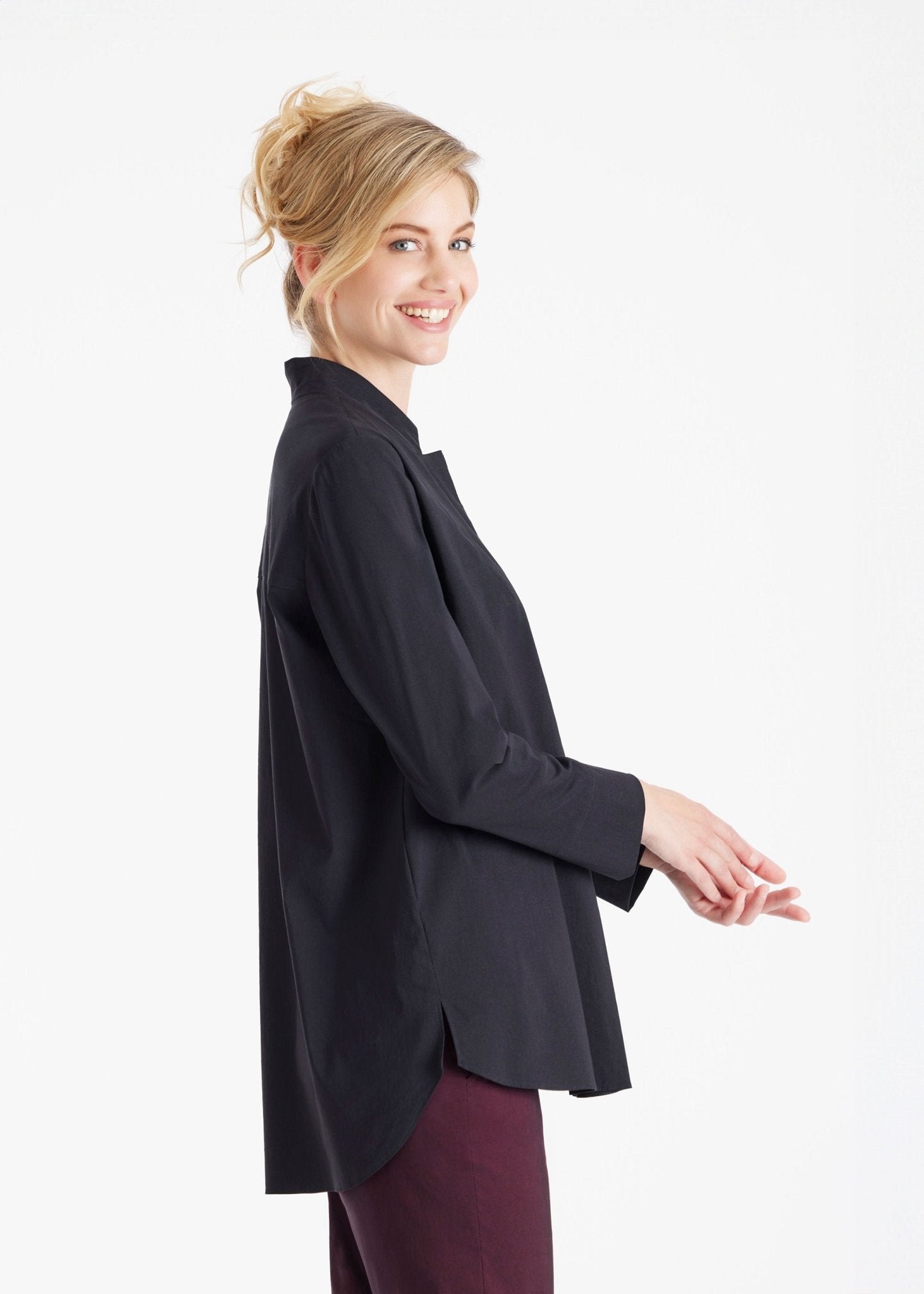 Longbluse BABLUE mit V - Ausschnitt und raffinierter Falte - FOX'S - Fashion