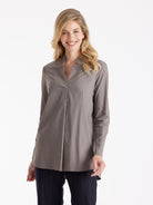 Longbluse BABLUE mit V - Ausschnitt und raffinierter Falte - FOX'S - Fashion