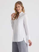 Longbluse BABLUE mit V - Ausschnitt und raffinierter Falte - FOX'S - Fashion