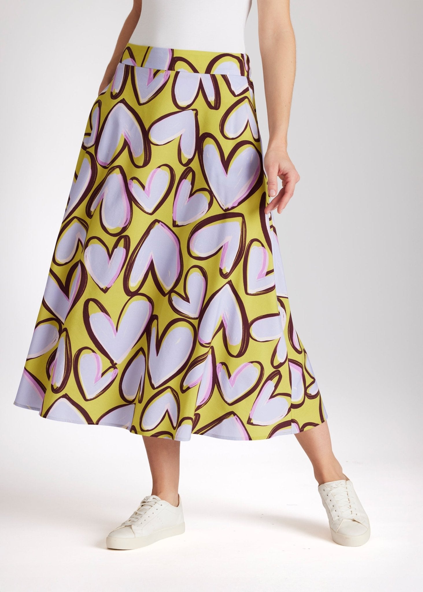 Midi - Rock QUANORO aus Viskose - Baumwoll - Mix in A - Linie - FOX'S - Fashion