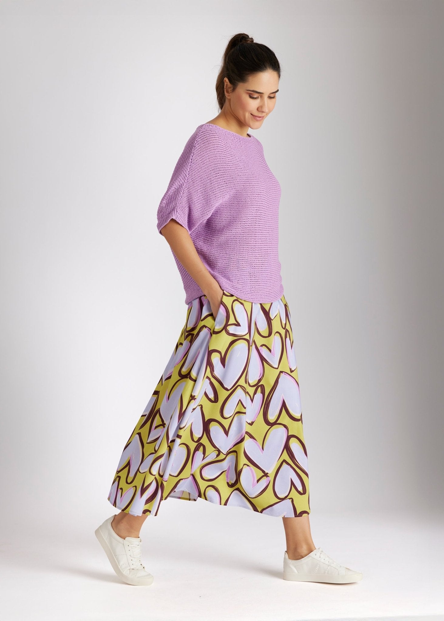 Midi - Rock QUANORO aus Viskose - Baumwoll - Mix in A - Linie - FOX'S - Fashion