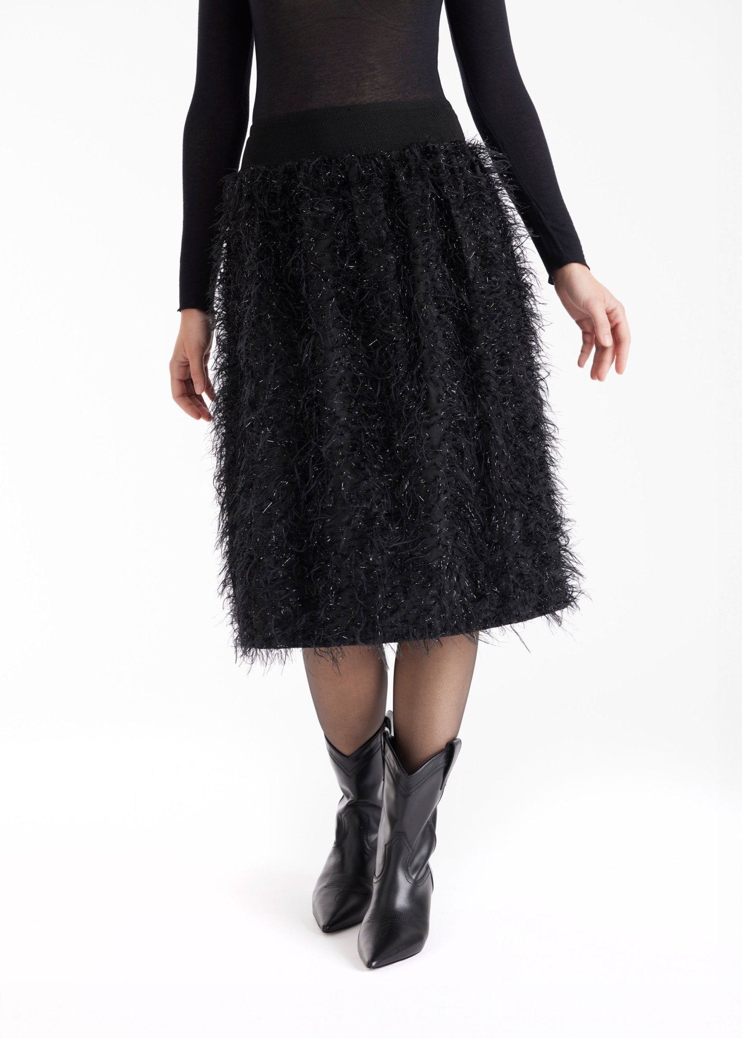 One Size Rock LAFEDRO in Midi - Länge mit Fransen - Optik - FOX'S - Fashion