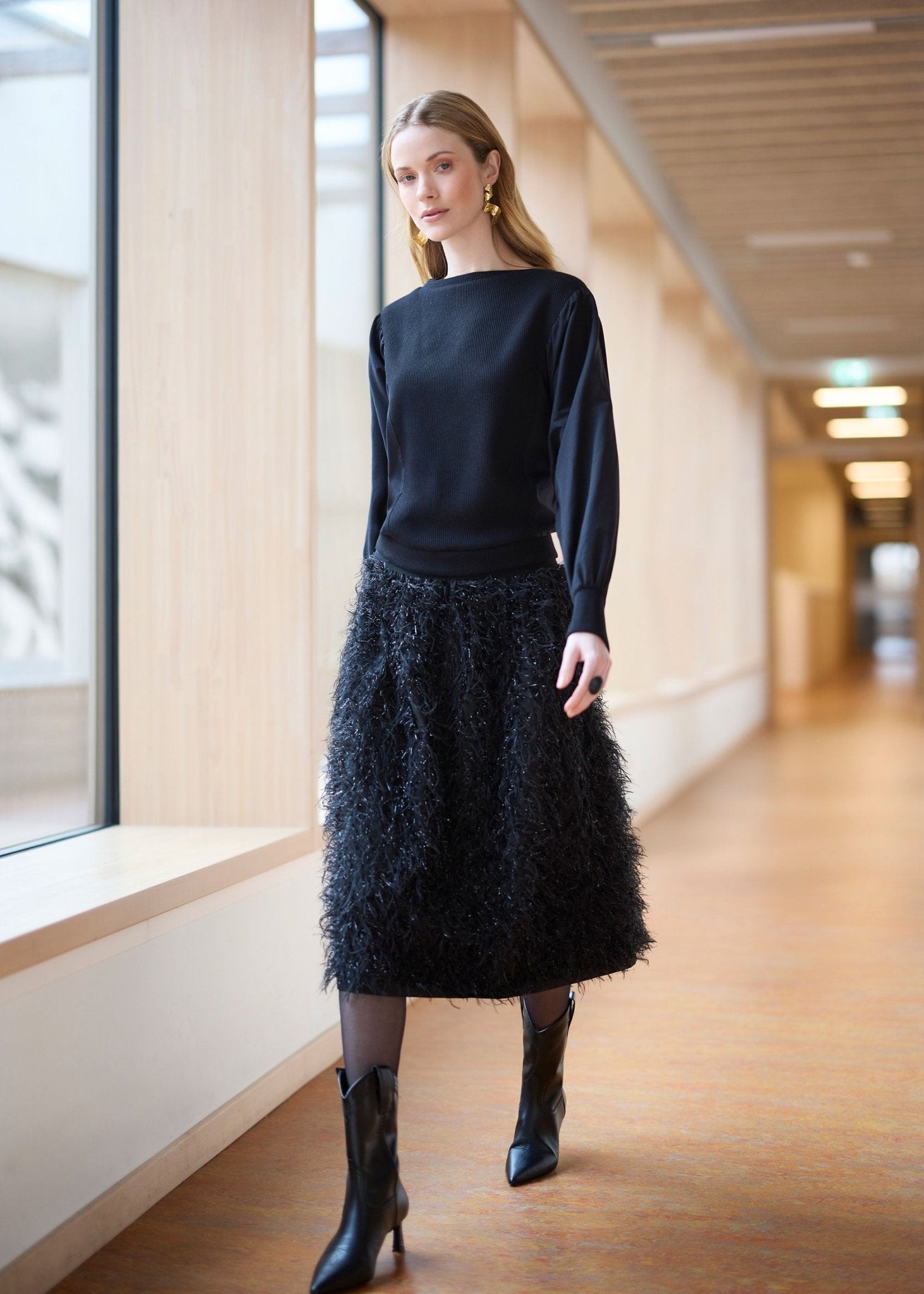 One Size Rock LAFEDRO in Midi - Länge mit Fransen - Optik - FOX'S - Fashion