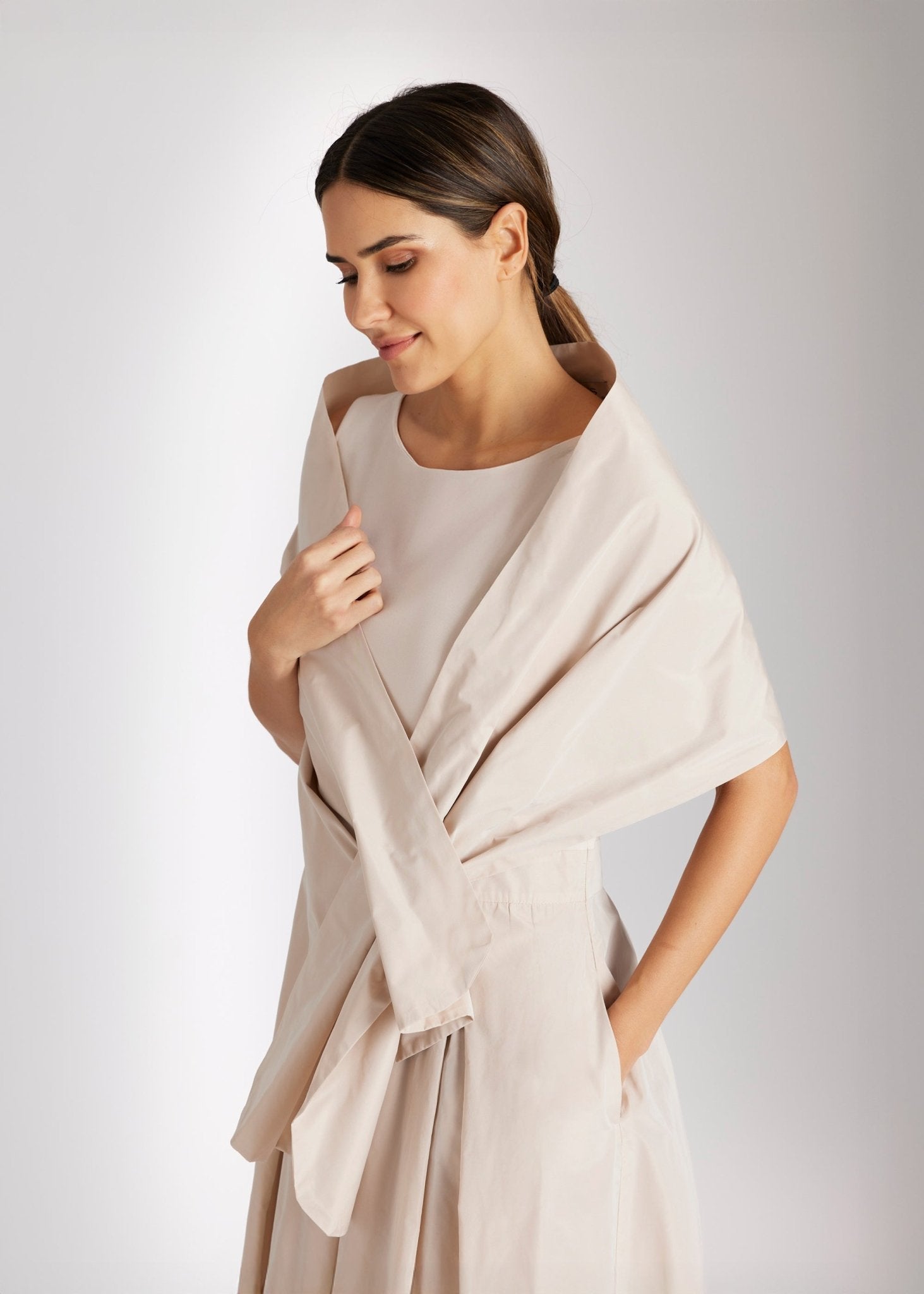 Rechteckige Stola STOLIA aus Taft mit Durchzugschlitz - FOX'S - Fashion