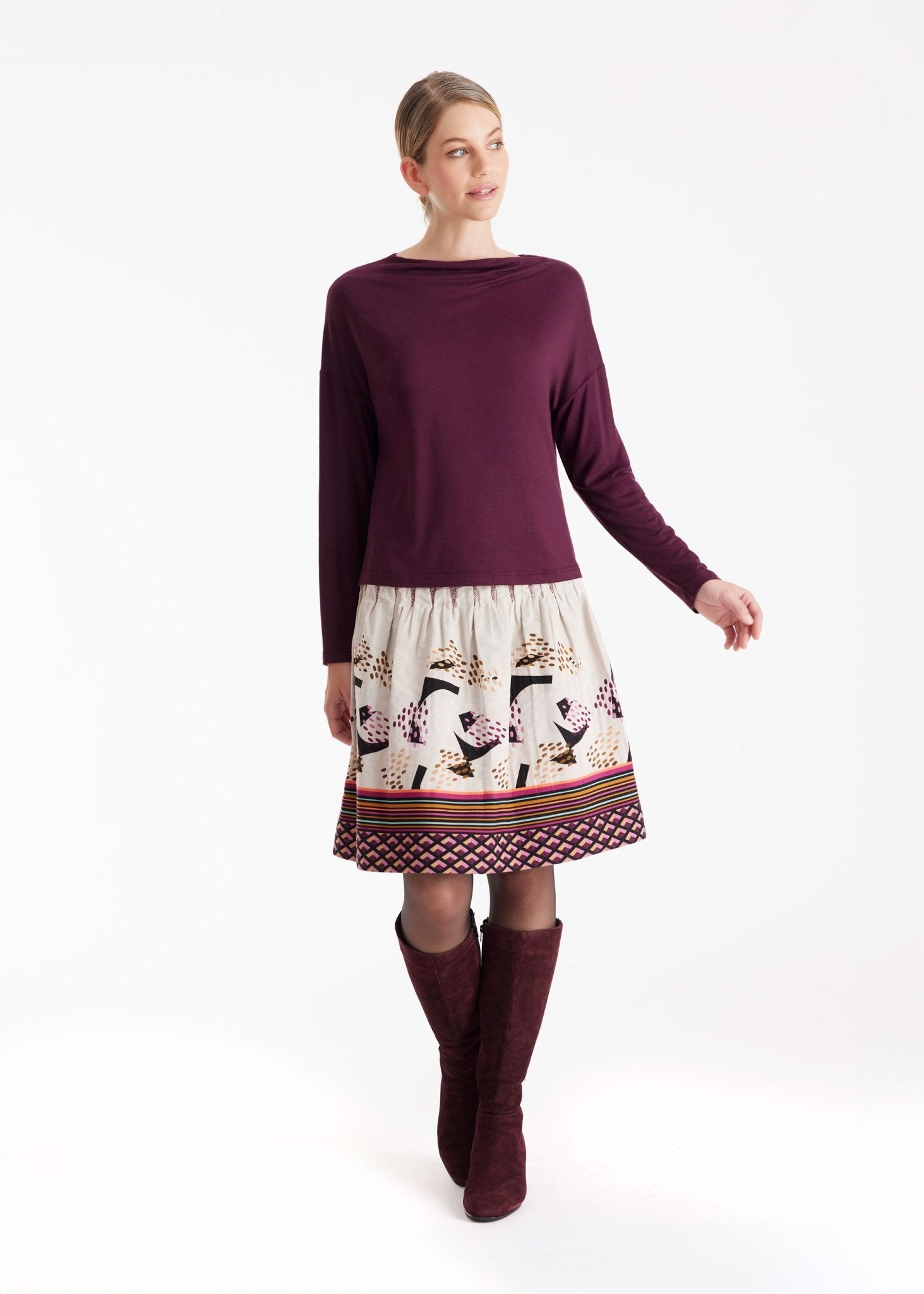 Shirt CISQUIT mit Wasserfallkragen und langem Arm - FOX'S - Fashion
