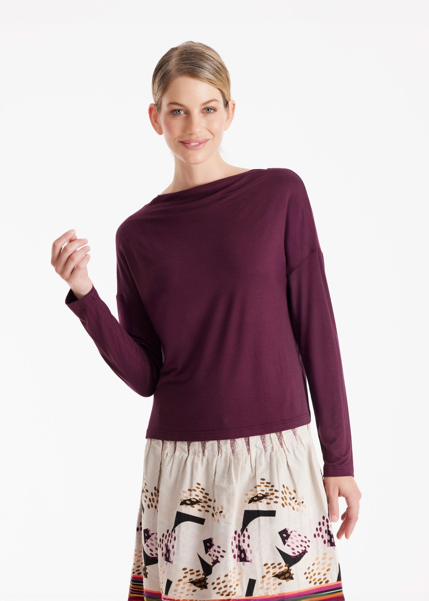 Shirt CISQUIT mit Wasserfallkragen und langem Arm - FOX'S - Fashion