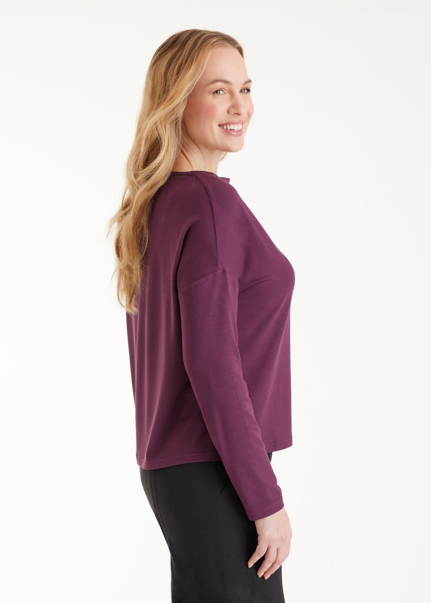 Shirt CISQUIT mit Wasserfallausschnitt und langen Armen in Rot