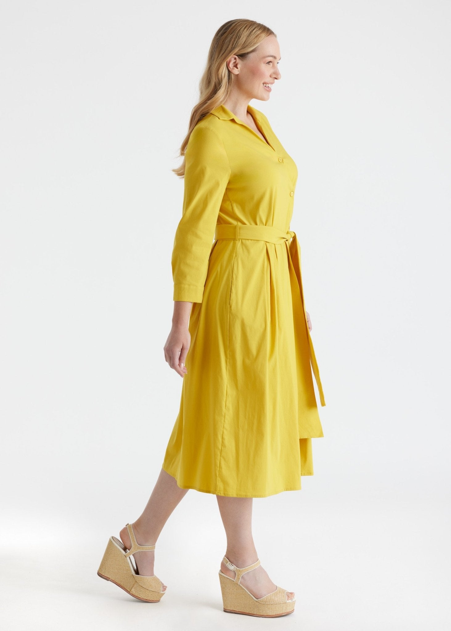 Tailliertes Hemdblusenkleid MYLADJA aus Baumwollmix mit Stretch - FOX'S - Fashion