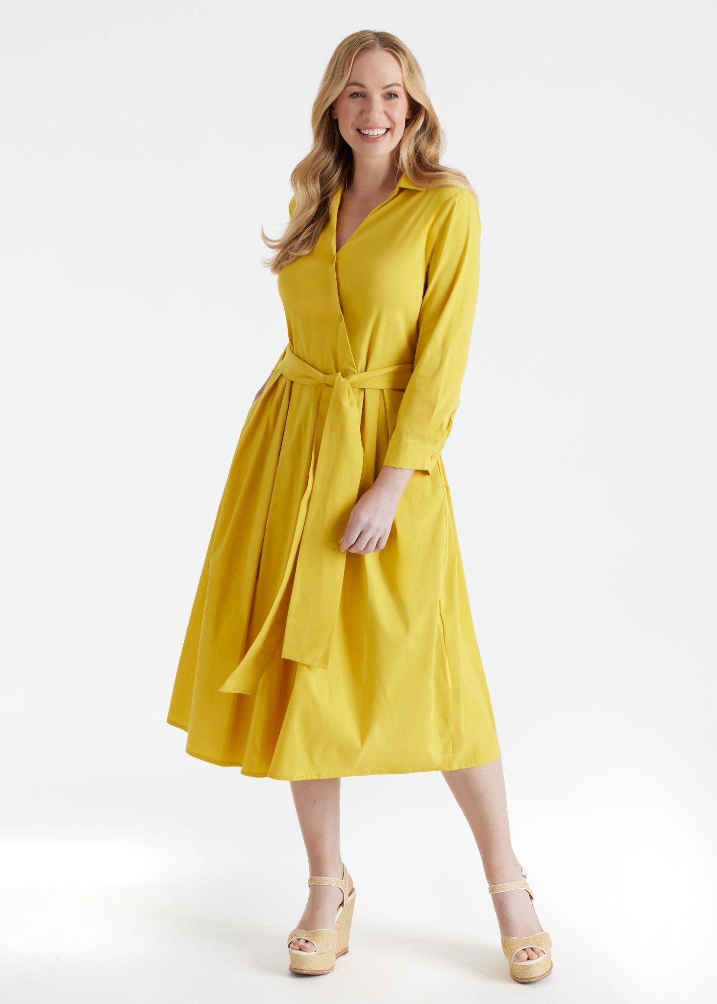 Tailliertes Hemdblusenkleid MYLADJA aus Baumwollmix mit Stretch - FOX'S - Fashion