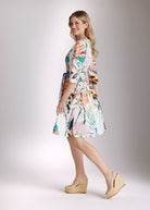 Ärmelloses Midi-Kleid DEMONA mit Rundhalsausschnitt, taillierter Form und floralem Print