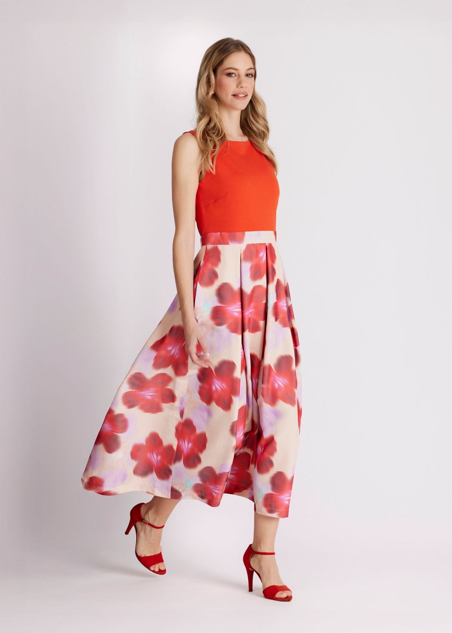 Tailliertes Kleid SUDIBARA im Patch aus Viskosejersey und Taft - FOX'S - Fashion