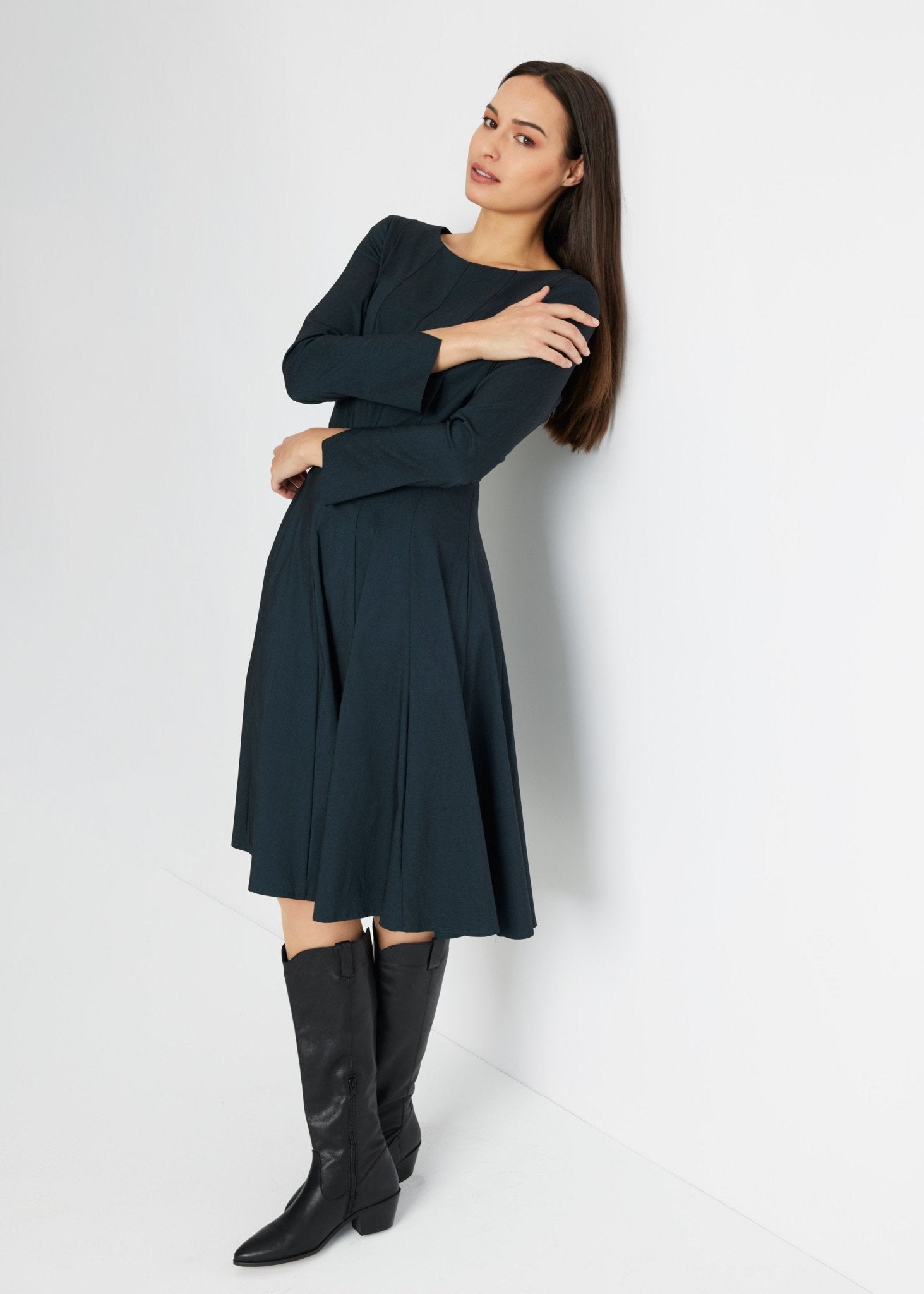 Tailliertes Midi-Kleid JEBIZA aus Viskose-Mix - FOX'S-Fashion