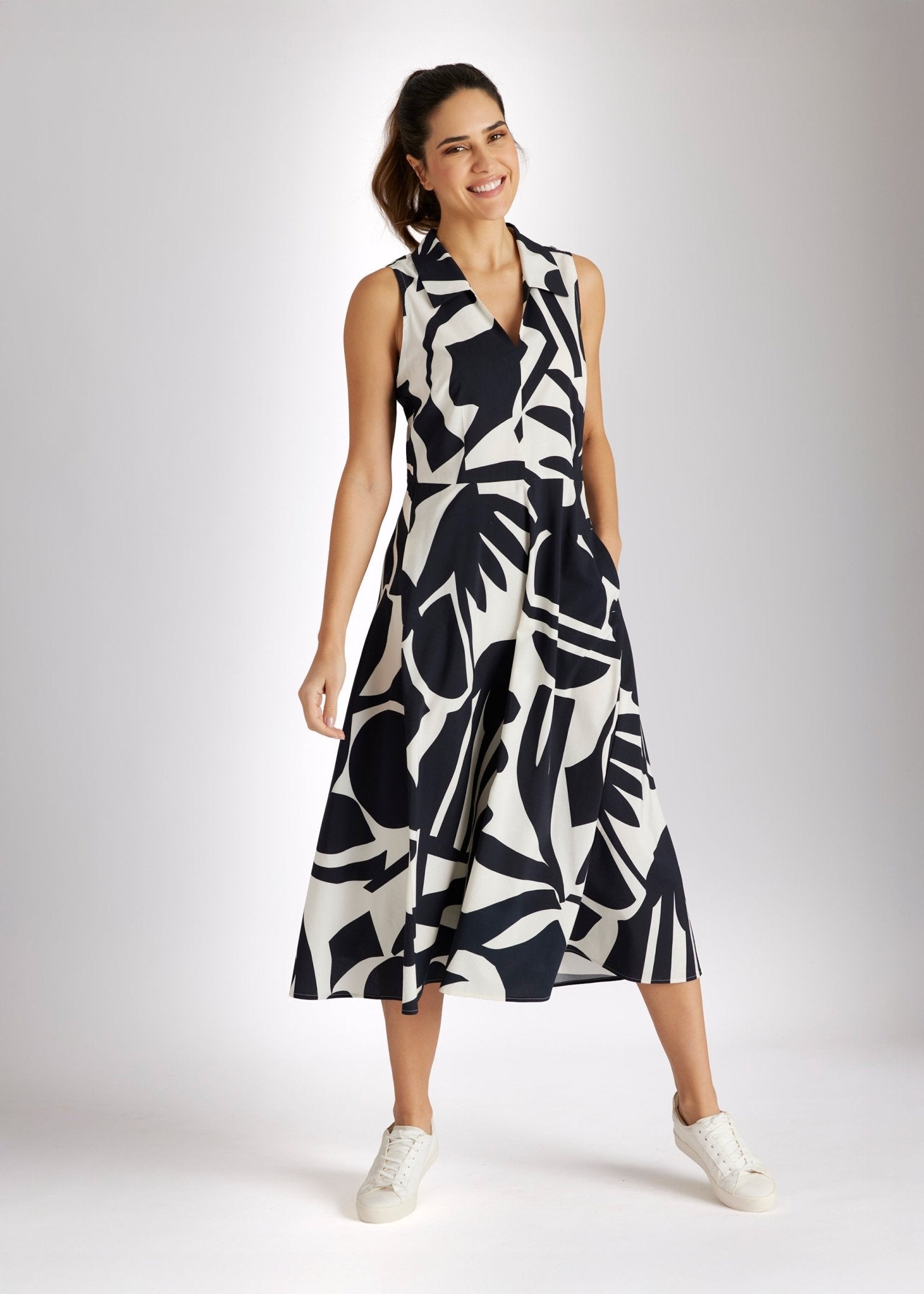 Tailliertes Midi - Kleid QUANOTA aus Viskose - Baumwolle - Mix - FOX'S - Fashion