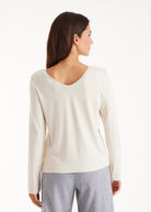 Langarm Shirt CLIVONITA mit Rundhals und V-Ausschnitt in Beige