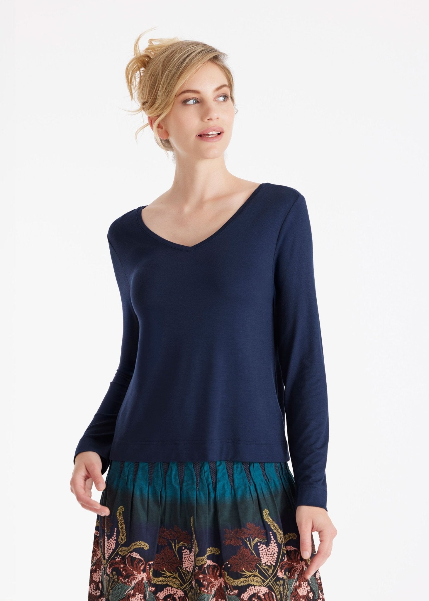 Wendeshirt CLIVONITA aus Viskose mit Rundhals oder V - Ausschnitt - FOX'S - Fashion